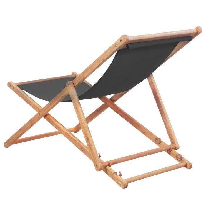 VidaXL Chaise Plage Pliante Tissu Gris Jardin Patio Terrasse Balcon Fauteuil 44001