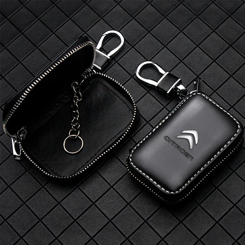Leather Car Key Holder Car Keychain Bag Organizer Car Key Case for Citroen C4 C3 C5 C1 C2 Berlingo C-Elysee C4-Picasso aki256