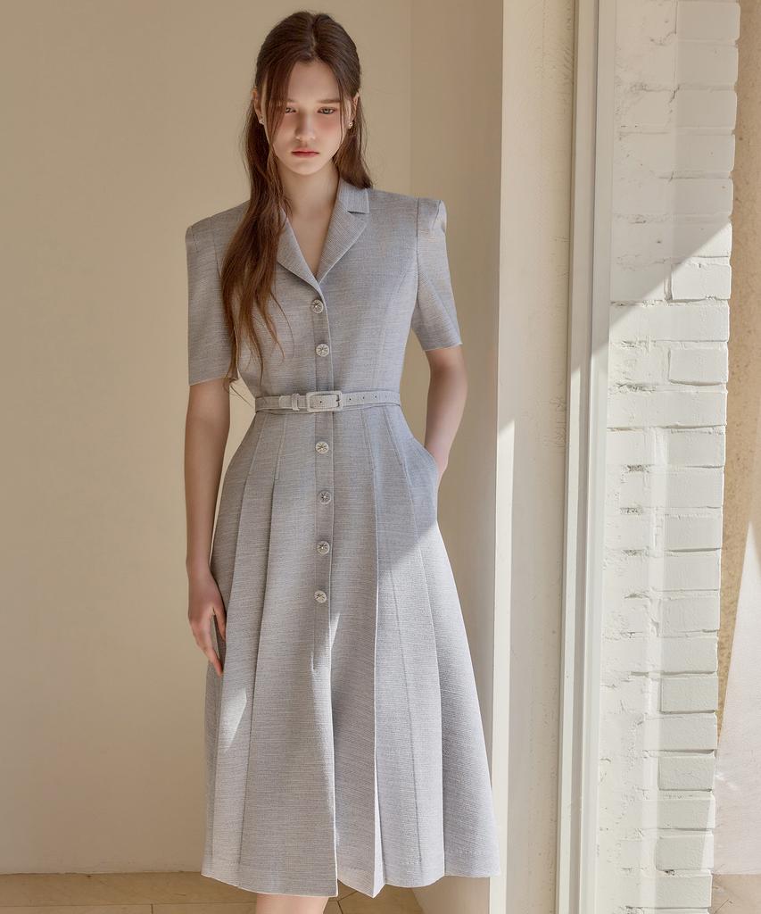 Julie And Kara 26Ss Calla141 Shebigins Giselle Tweed Dress Heather Black
