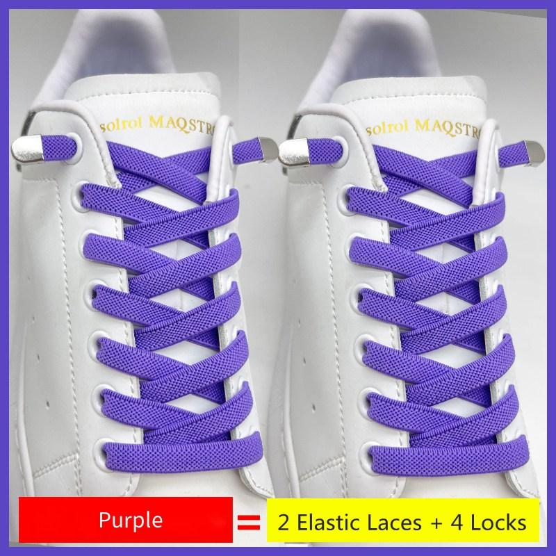 Schoenveters zonder strik Elastische veters Sneakers 8MM Verbreed Plat Elastisch Schoenveters zonder strikken Kinderen Volwassenen Schoen Accessoires