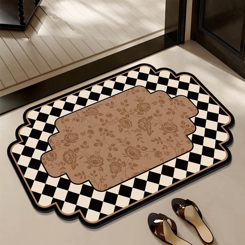 Medieval Style Diatom Mud Floor Mat, Bathroom Water-Absorbing Quick-Drying Non-Slip Floor Mat, Bathroom Door Dirt-Resistant And Easy-To-Take-Care