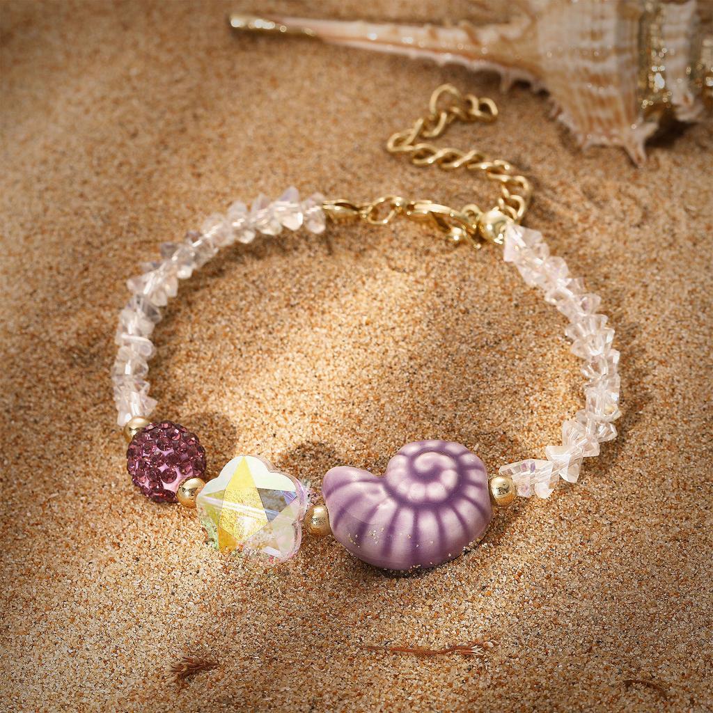 Sommer-Meeresurlaub Muschel Sterne Bunter Kies Kristall Perle Natürliches Süßwasserarmband