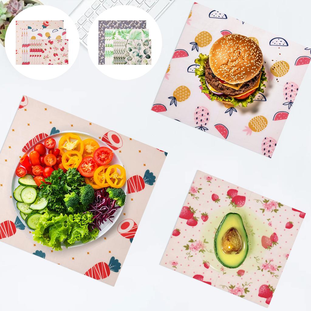 9 Pcs Reusable Beeswax Wrap for Food Organic Cotton Beeswax Papers Small Medium Large Bread Sandwich Wrapper Bowls Covers