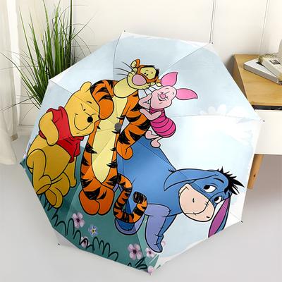 Winnie and Friends Themed Travel Umbrella-8 Ribs Automatic Opening and Closing, Portable Folding Design, Compact and Stylish Umbrella