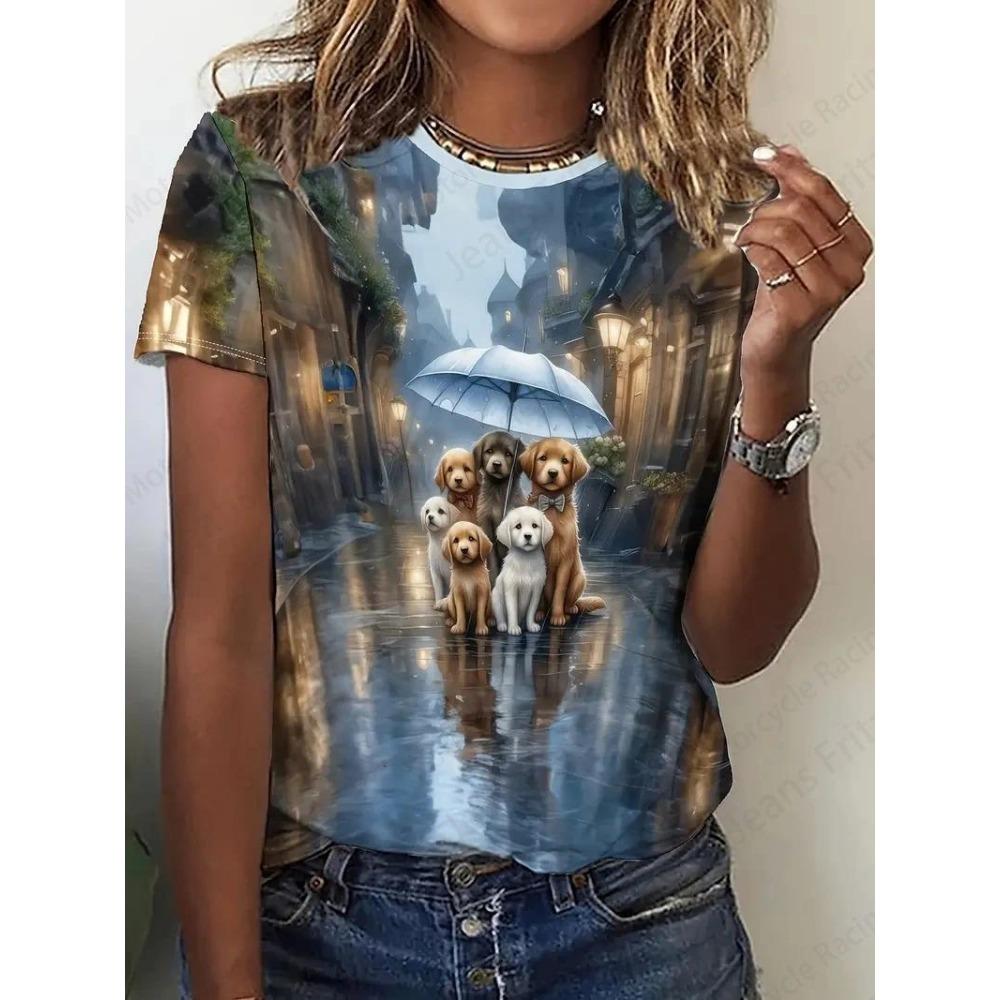 3D Printed Funny Dog and Cat Women's Cute T-Shirt Harajuku Casual Fashion Top