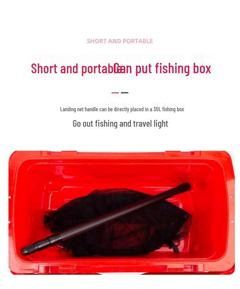 Adjustable Carbon Fiber Landing Net Pole with Screen Support