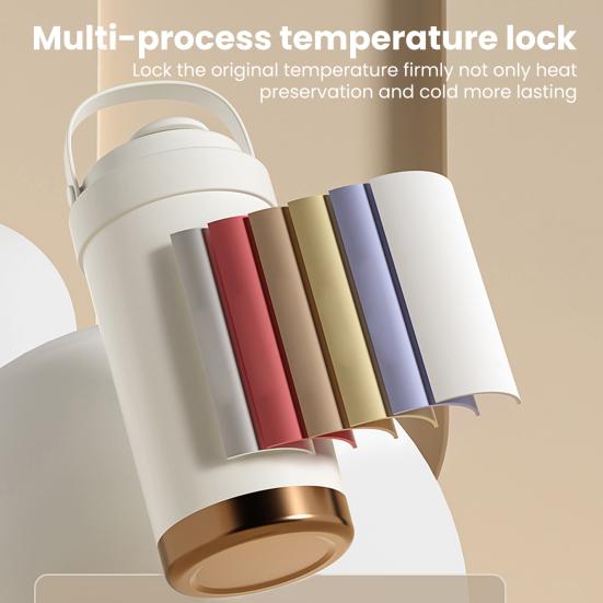 Stainless Steel Coffee Mug Double Wall Insulated Mug 500ml Large Capacity Ceramic Vacuum Flasks Reusable Home Drinkware with Straw