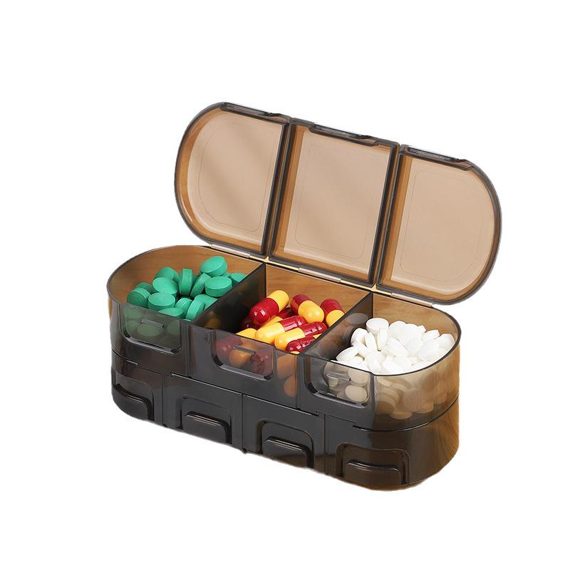 Portable Double-Layer Pill Box with Custom Logo - Weekly Medicine Organizer