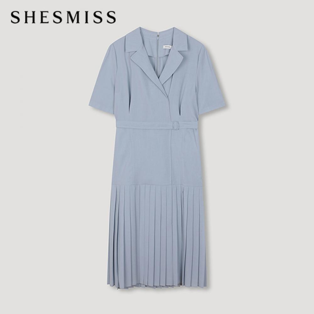 

She S miSS Pleated Mix Split CoLlar dreSS Swwopn22090 Ll light blue/55