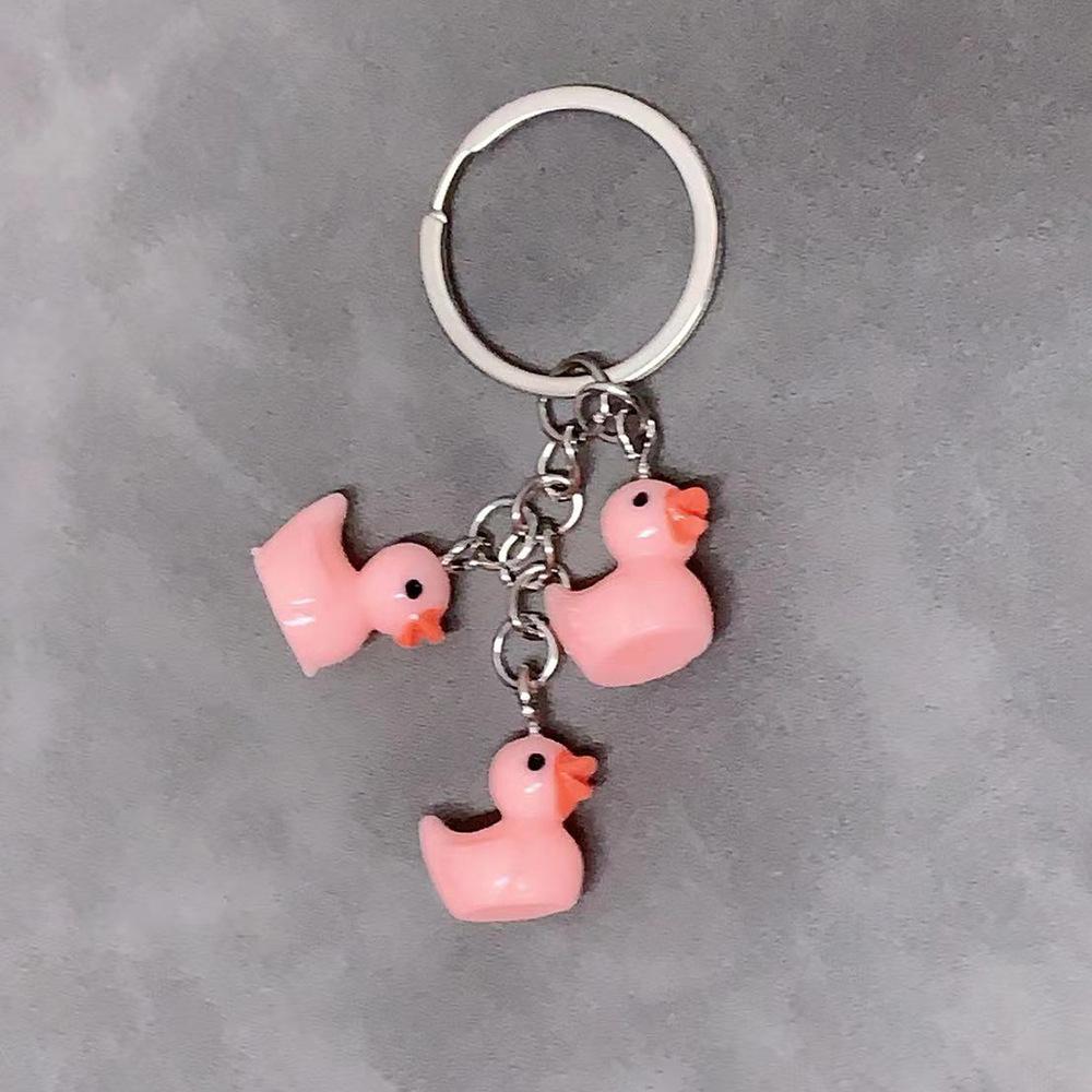 Porte-clés Simple Animal en Résine Pendentif Canard Accessoires de Sac à Dos pour Femmes Couple Famille Pendentif Porte-clés