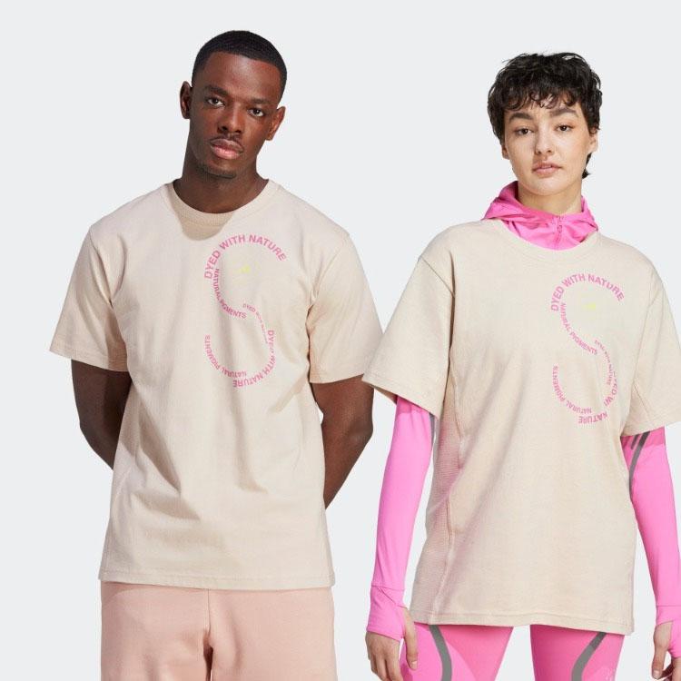 Adidas X Stella McCartney Co-Branded Logo Bestickter Print Rundhals Kurzarm T-Shirt Unisex Oberteile Magic-Light-Brown IA7709