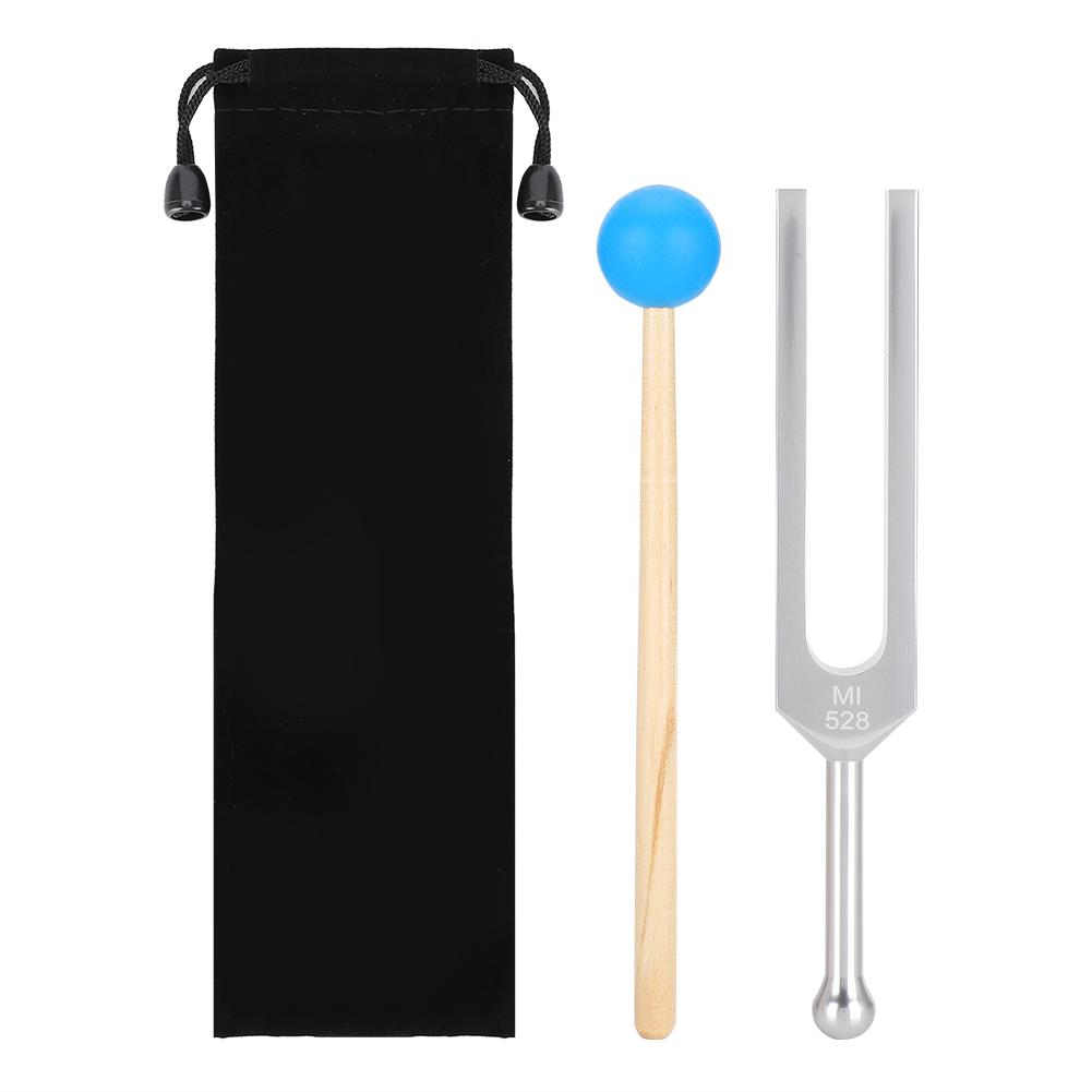 528HZ Aluminum Alloy Tuning Fork Wood Hammer Sound Healing Therapy Tool Set