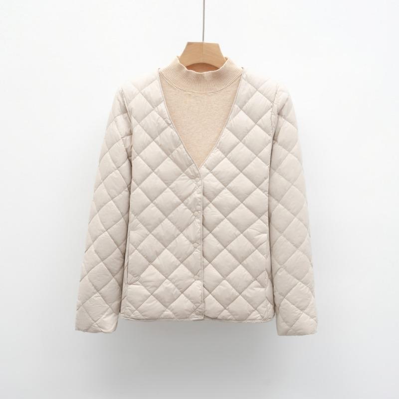 

Подкладка из пуха нового национального стандарта 90 пух осенне-зимняя легкая женская куртка с V-образным вырезом внутренняя и внешняя куртка 3XL серый