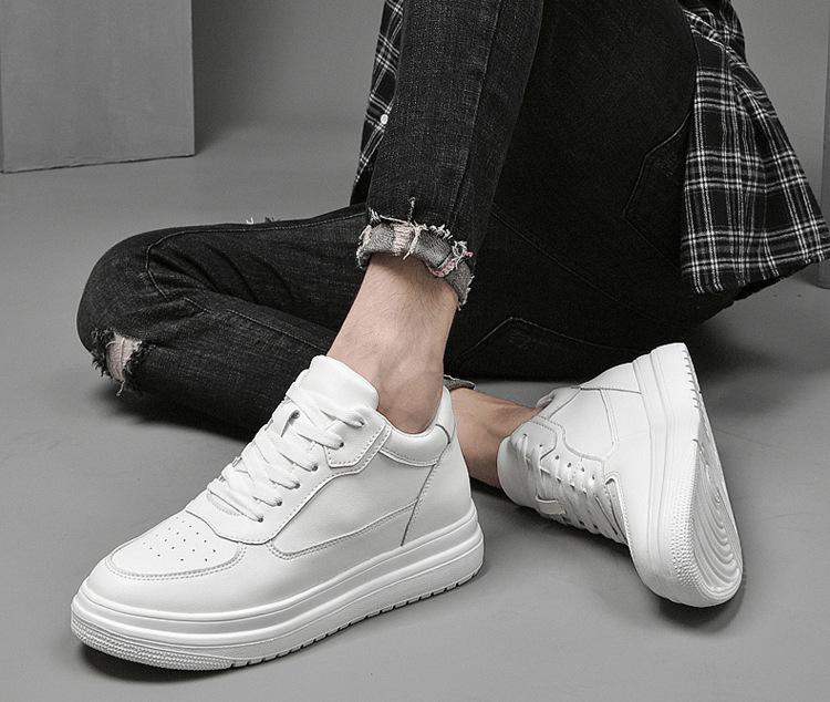 2024 Men's 10CM Height Increasing White Casual Skate Sports Shoes