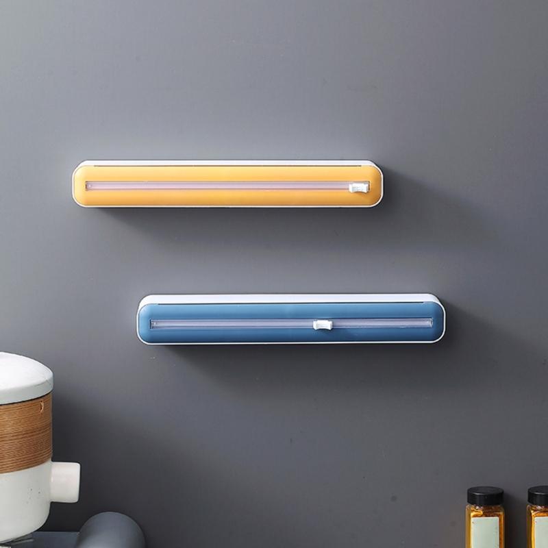 Magnetic Cling Film And Aluminum Foil Dispenser Plastic Food Wrap Cutter Refillable Baking Paper Cutter Kitchen Tool