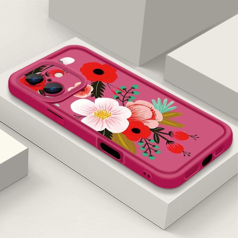 For iPhone 16 Case Cartoon Flower Pattern Shockproof TPU Silicone Soft Cover For iPhone 13 14 15 Pro Max 12 11 iPhone 16 Pro Max Funda