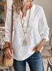 2025 European and American spring and summer new women's tops loose V-neck lace embroidered shirts