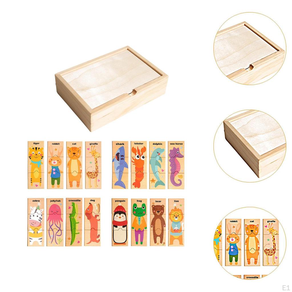 Quebra-cabeças de Correspondência de Madeira Brinquedos de Aprendizagem Precoce com Estojo de Armazenamento Jogos Educacionais de Desenvolvimento Cubo