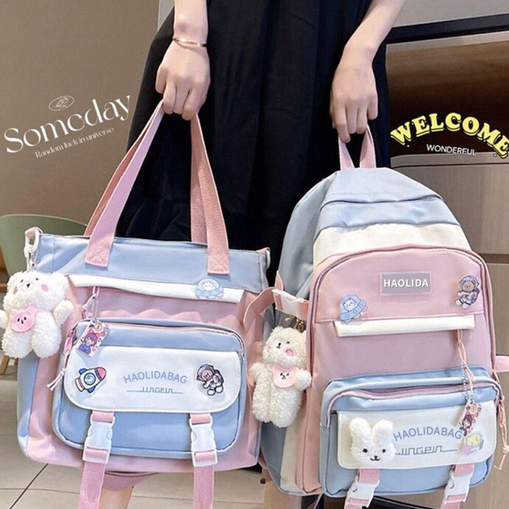 Multi Pockets Girls Shoulder Bags Ins High School Backpacks Portable Students School Bags  Girl
