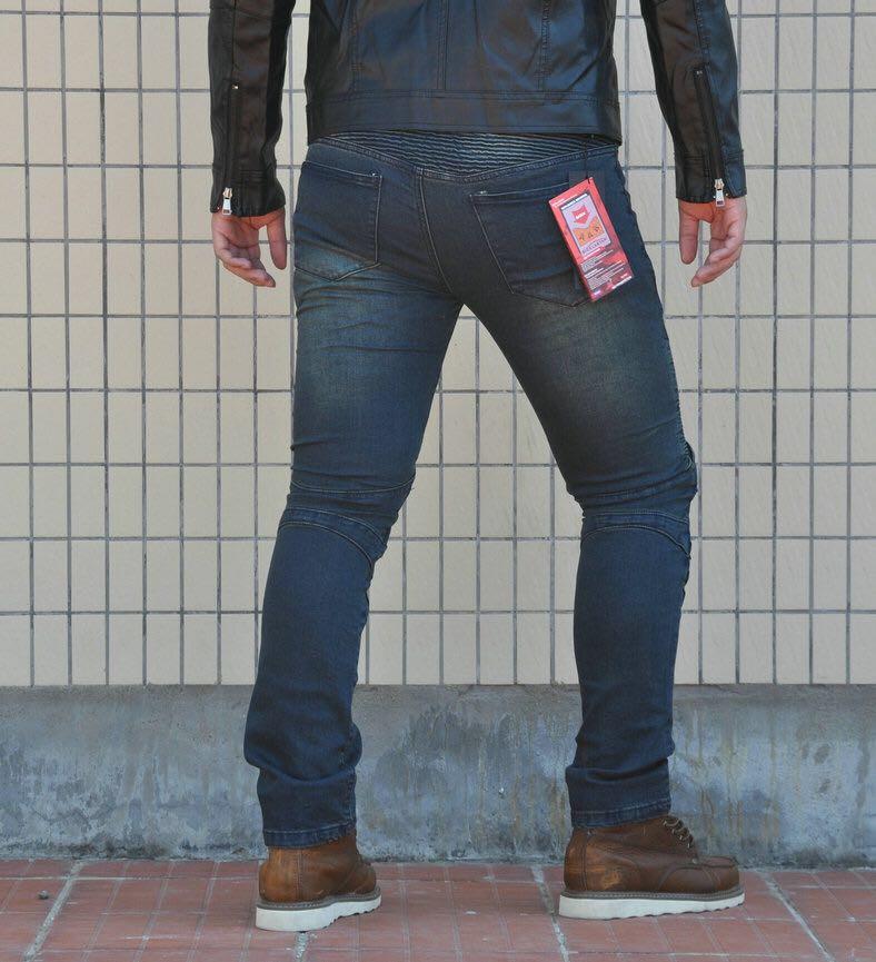 Motorcycle Slim Fit Racing Jeans with Protectors - Windproof, Elastic, All-Season Rider Pants.