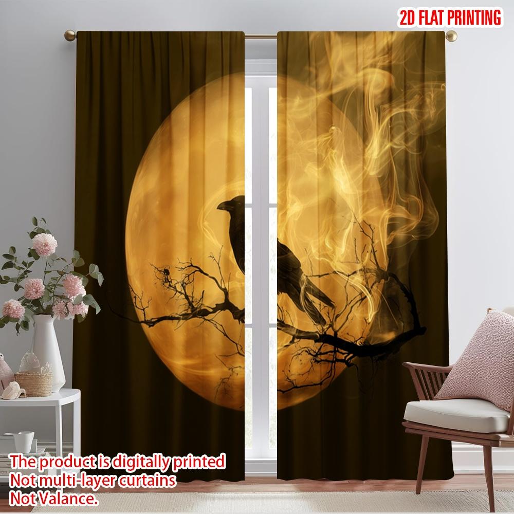 

2pcs,2D plane printing Print Curtains halloween ghost (2) Versatile 100% Polyester (without rod) Home Decor Ldeal for Various 52.50×116.00 CM 2pcs