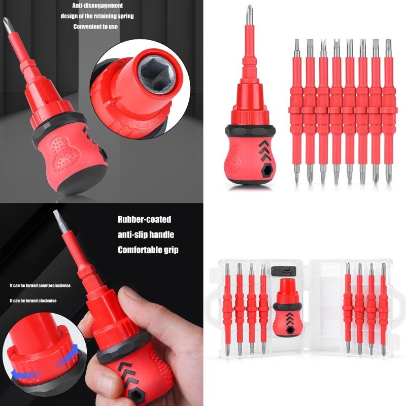 Professional 18 in 1 Insulated Screwdriver Kit With Interchangeable Magnetic Head with Nonslip Handle For Electrical