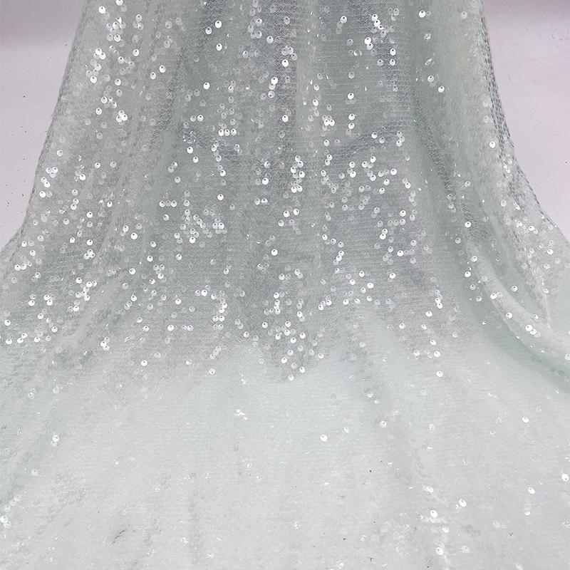 Tessuto di Pizzo Ricamato Full Paillettes Lucide Multicolore Materiale da Cucito Fai da Te per Abito da Sposa Tessuto Decorativo per Abbigliamento