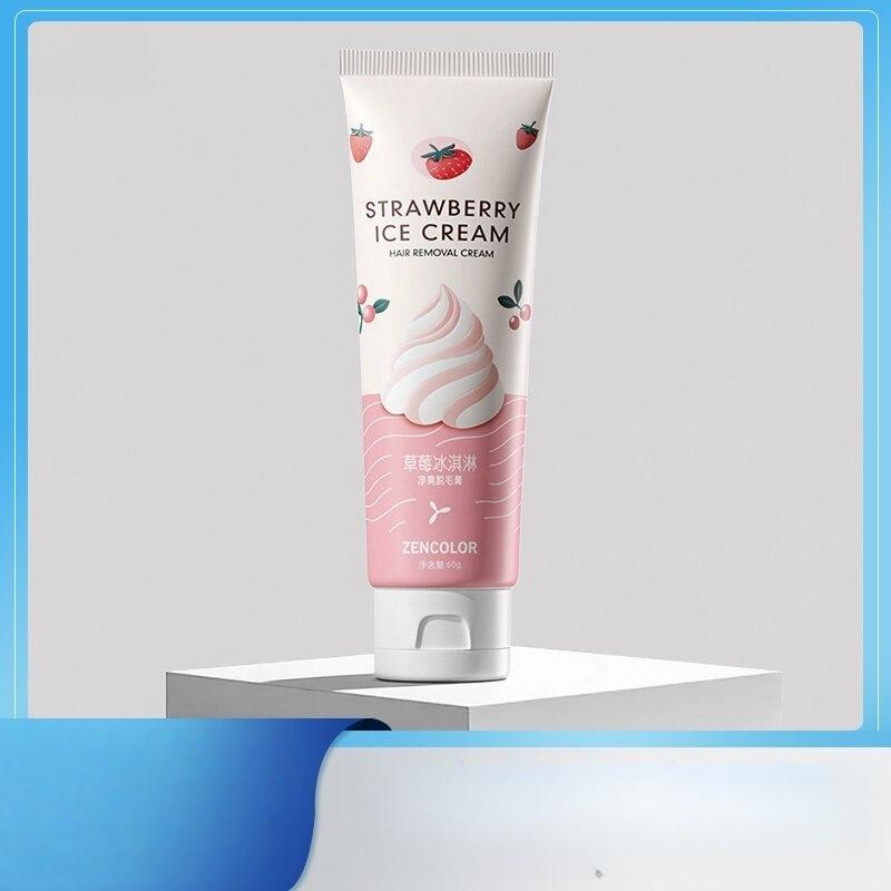 1Pcs Gentle Depilatory Cream Strawberry Ice Cream Hair Removal Cream For Arms Legs Underarms Bikini Line Smooth Skin 60G
