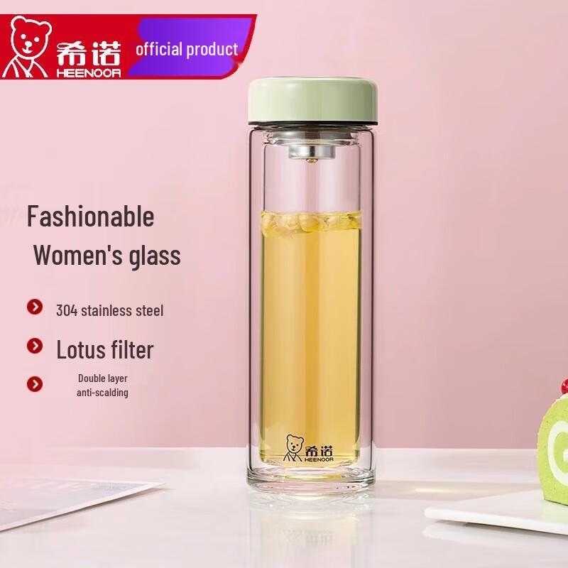 XINUO 235ML Double-layer Insulated Glass Tea Cup with Infuser