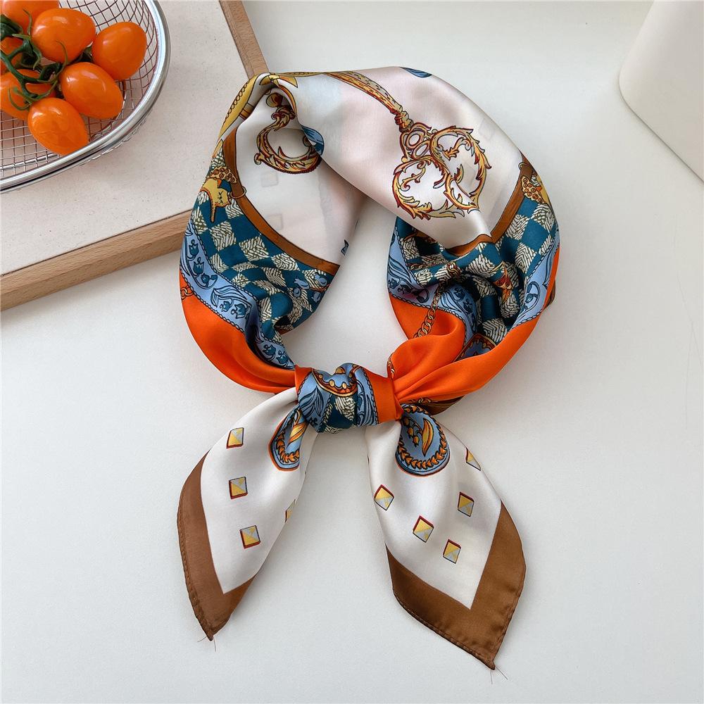 70*70cm New Luxury Square Scarf Silk Scarves Women Neck Hair Tie Band Hijab Kerchief Head Headband Smooth Bandana Female Foulard
