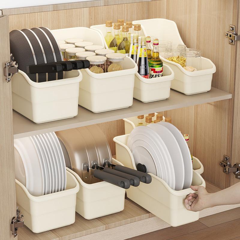 Cabinet storage box with pulley gap sundries kitchen finishing box household large capacity multi-functional cabinet storage box