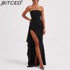 BITCED Women's Strapless Evening Gown Seductive Open-back Dress with High Side Slit Long Party Dress