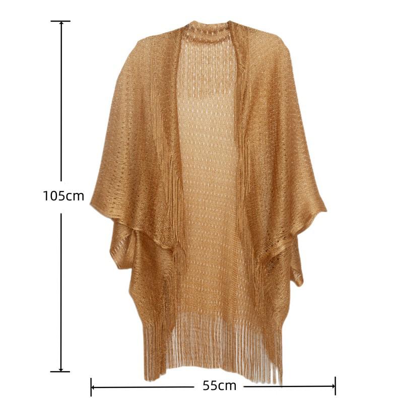 European & American Style Gold and Silver Tassel Cape - Women's Transparent Summer Shawl