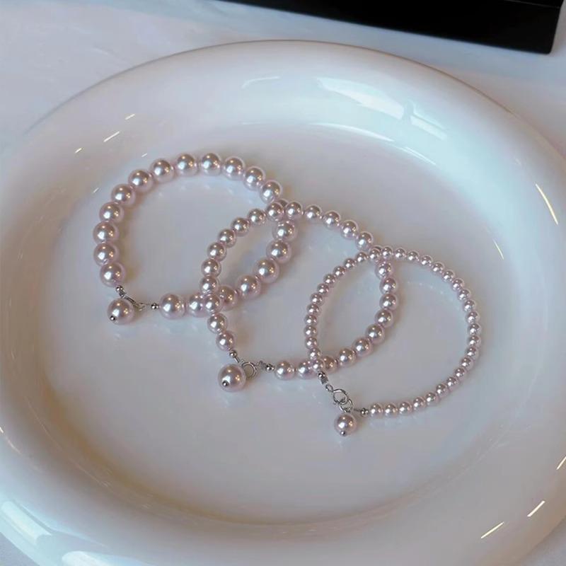 Exquisite Women's S925 Sterling Silver Manta Rose Pearl Bracelet - High-End Minimalist Design