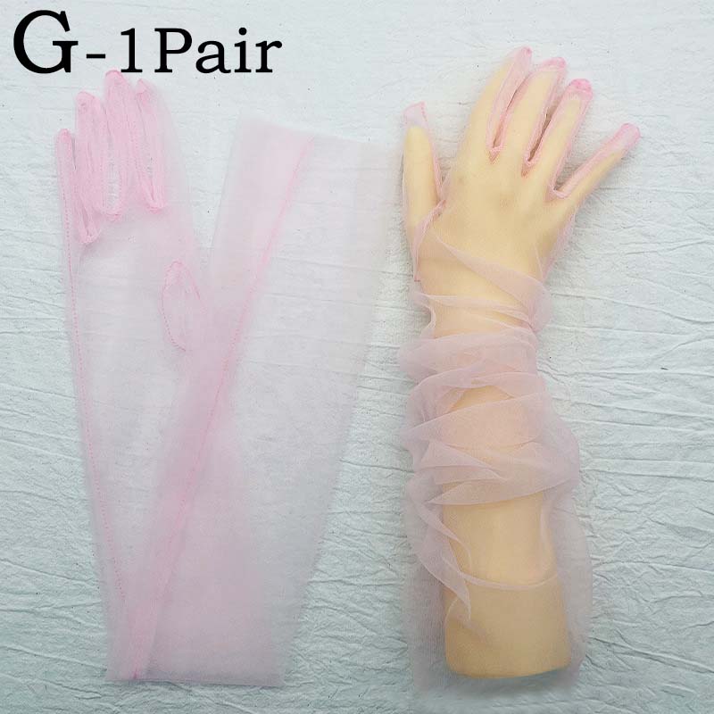 1 Pair Polyester Summer Thin Women's gloves Elegant Long gauze Sunscreen gloves Bridal dress gloves Fashion Dress gloves