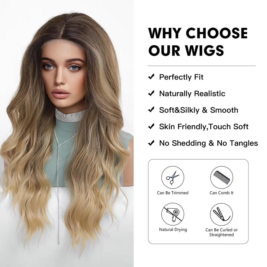 BLONDE UNICORN Small Lace Synthetic Wig Wavy Cosplay Wigs for Women Daily Use Long Blonde Wigs Heat Resistant Fiber Hair