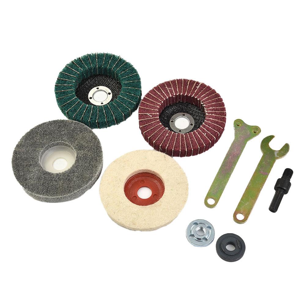 Grinder Flap Polishing Kit Disc Buffing Accessories Workshop Equipment Nylon Cloth Wool Metal Rod Stainless Steel