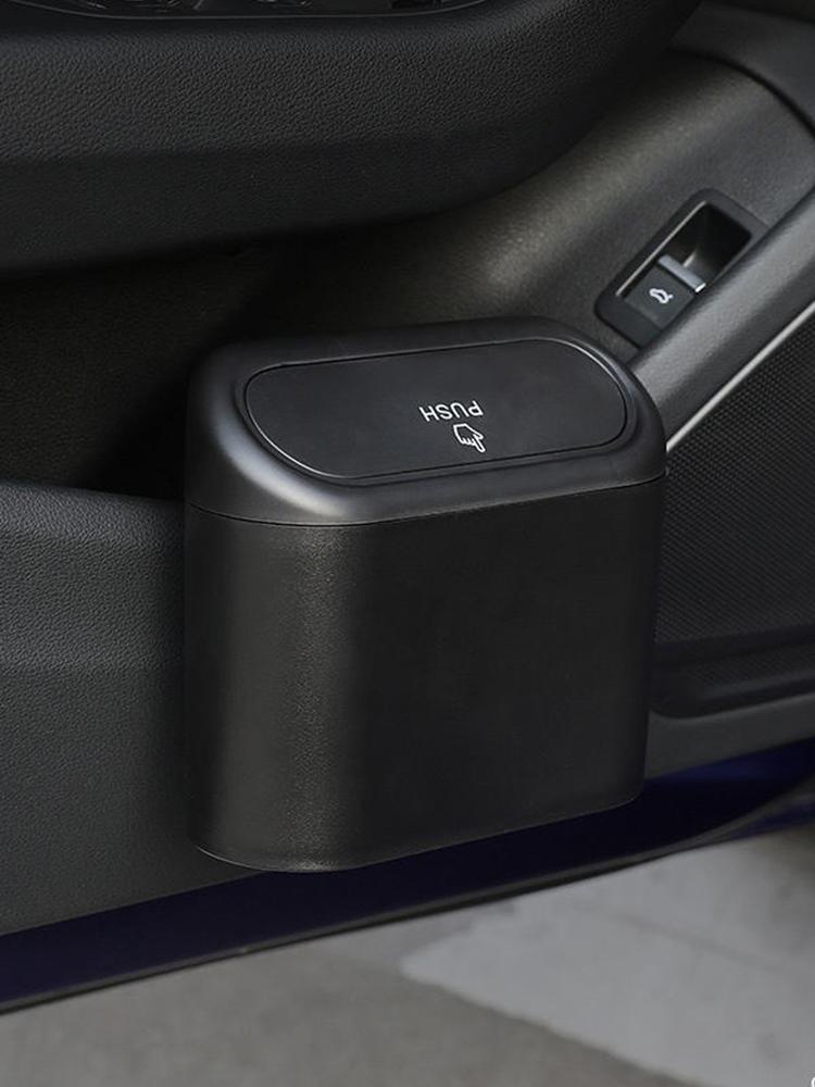 Car Interior Storage Case Trash Bin Push Can Mini Tray Dustbin Garbage Box Door Seat Clip Stand Holder Automotive Accessories