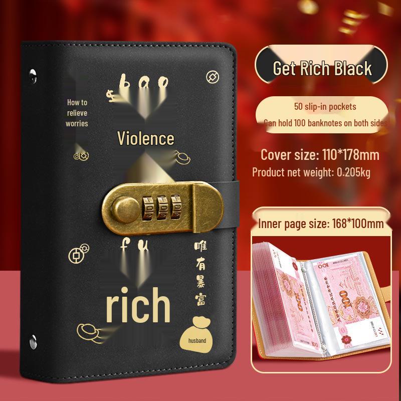 Large Capacity Cash Savings Book with Combination Lock for Wealth Management and Banknote Protection