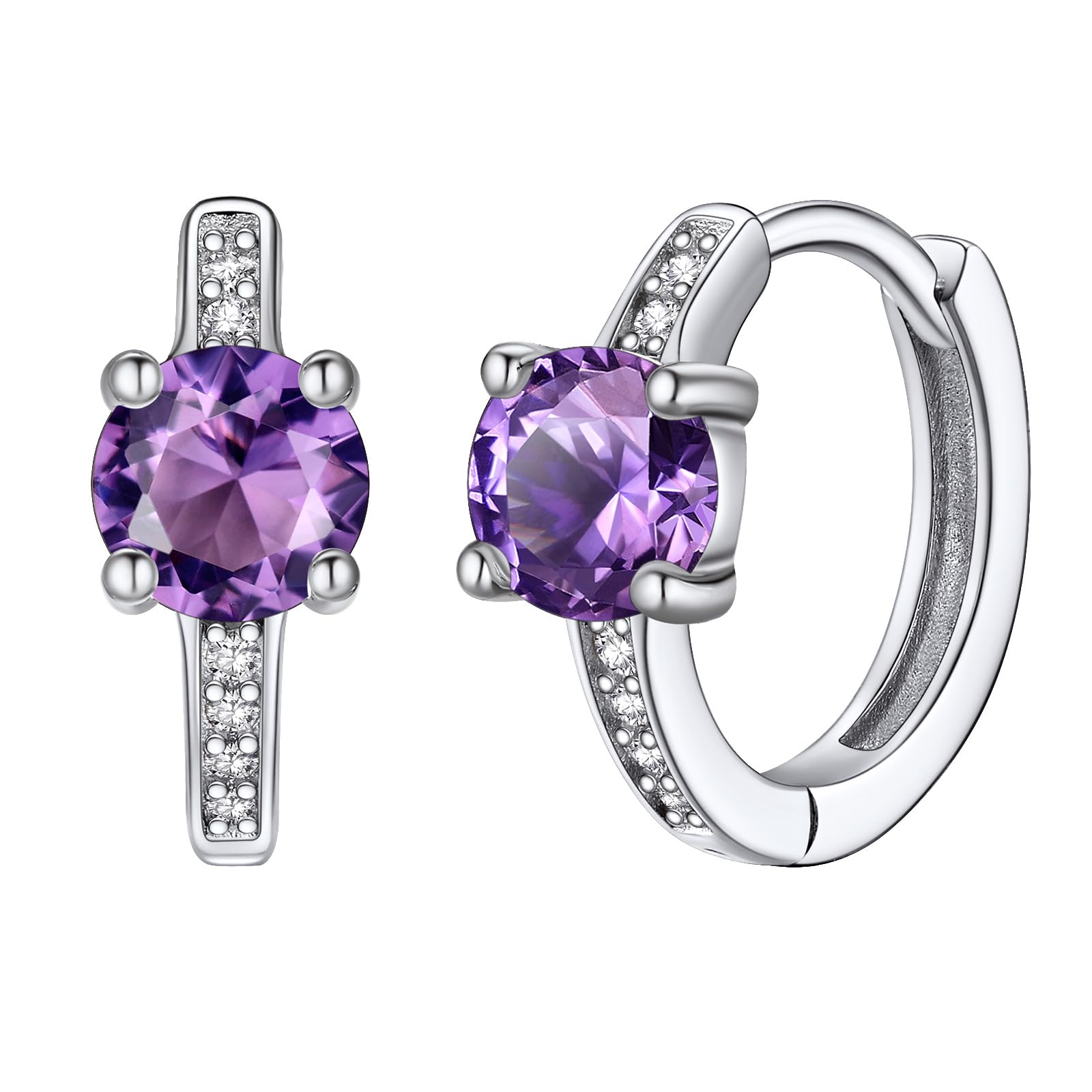 

Earrings for Silver Hoop Ring Accessories [Silvora] Women, 925, Earrings, Non-Stick Earrings, Zirconia, Birthstone, February,