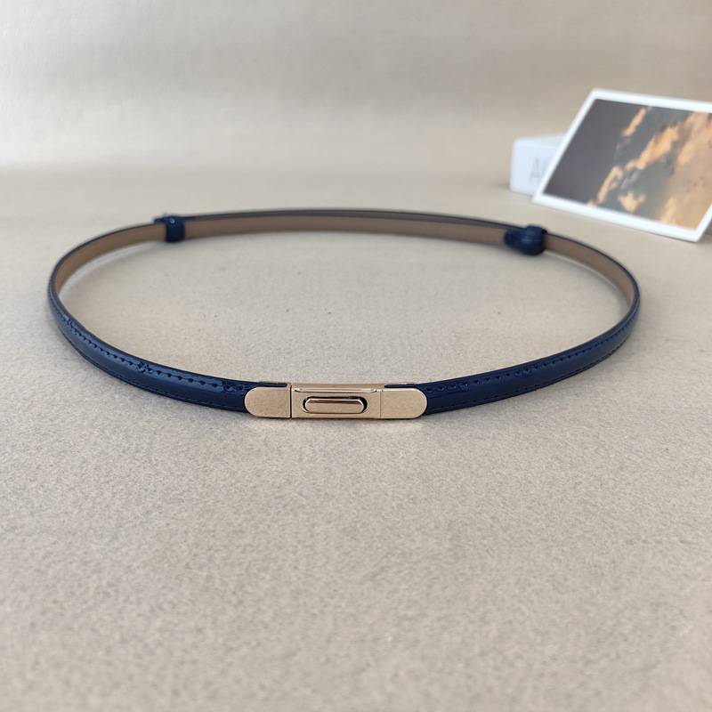 

Genuine Leather Summer Girl Slim Waist Belt Metal Buckle Decoration Dresses королівський синій колір