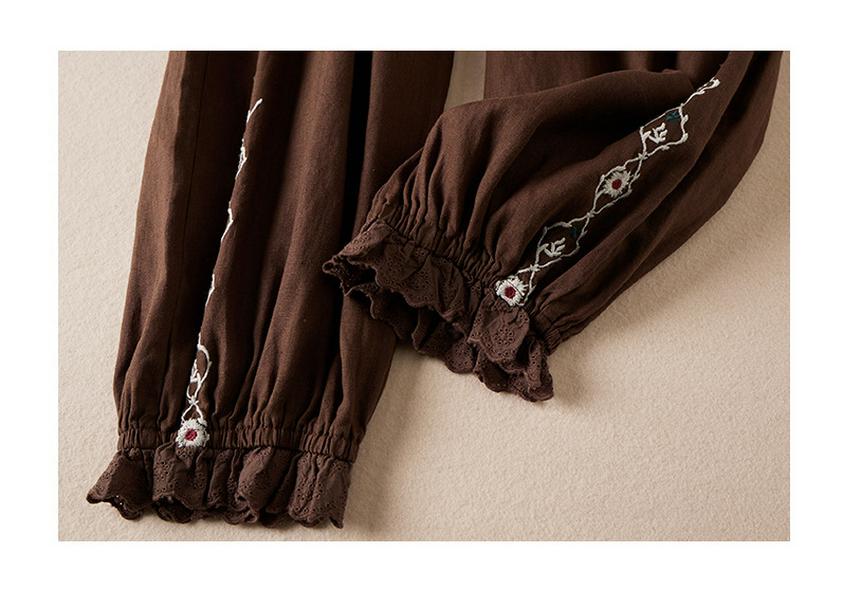 Women's Artistic Embroidery Cotton Linen Harem Pants - Slimming Casual Retro Style