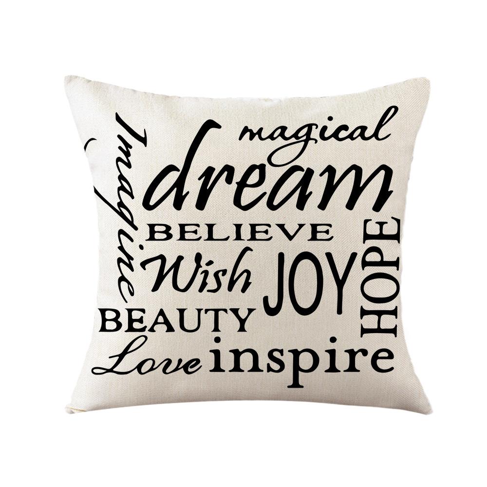 Pillow Simple Letter Printed Pillow Sofa Cushion Home Bedside Living Room Pillow Cover