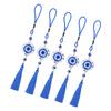 5Pcs Evil Eye Pendant Coloured Glaze Blue Tassel Exquisite Design Good Luck Evil Eye Decor for Room CarRound