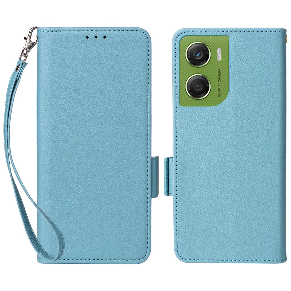 For Motorola Moto G06 4G/G06 Power 4G Case Litchi Texture Wallet Leather Phone Cover with Wrist Strap