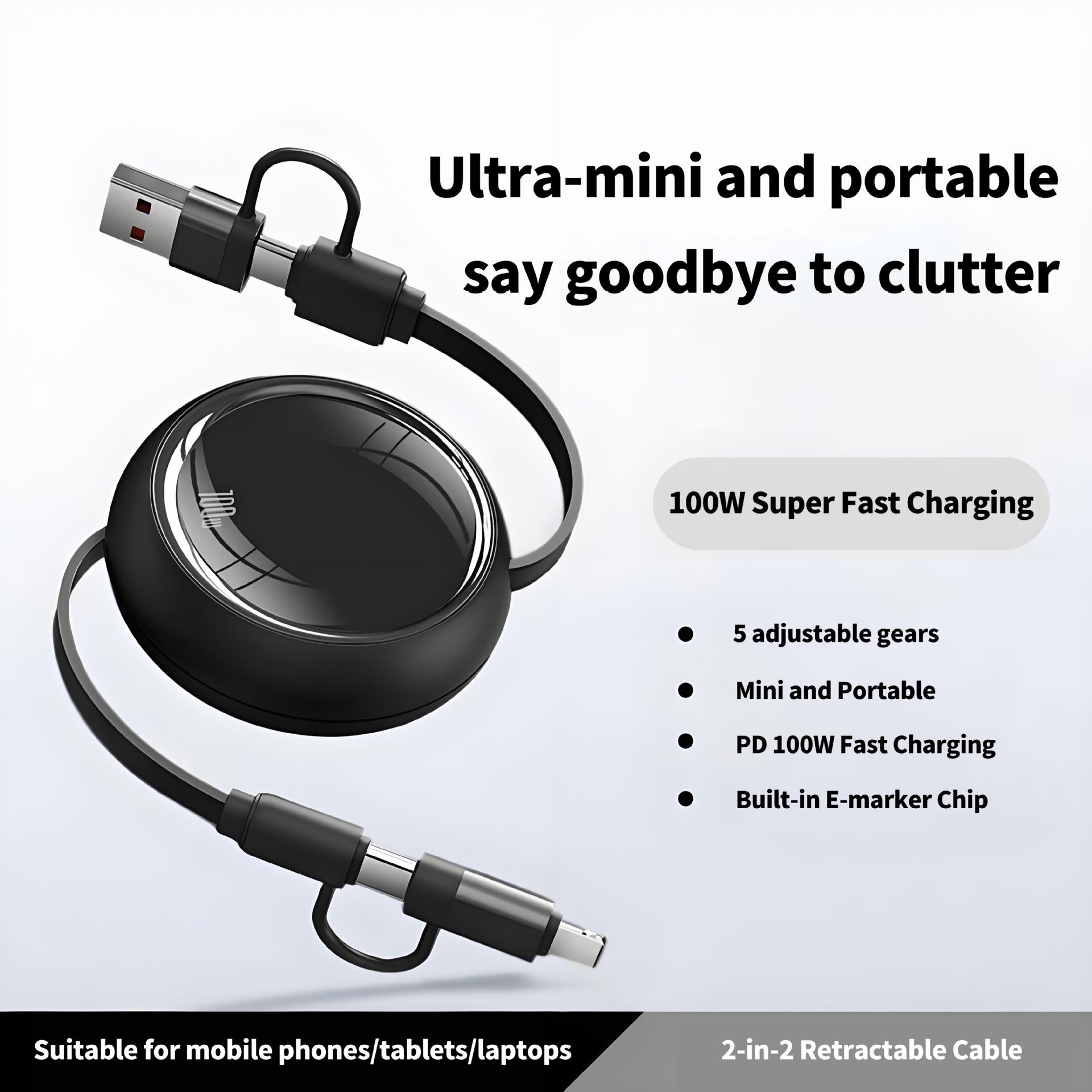 

100W Super Fast Charging 4-in-1 Data Cable for Apple & Android