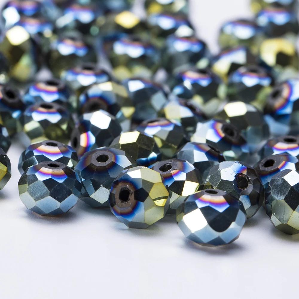 4 6 8 mm Rondell Kristallpärlor Fasetterade Porslinsglas Pärlor Lösa Avståndspärlor för Smyckestillverkning Handarbete Armband Halsband