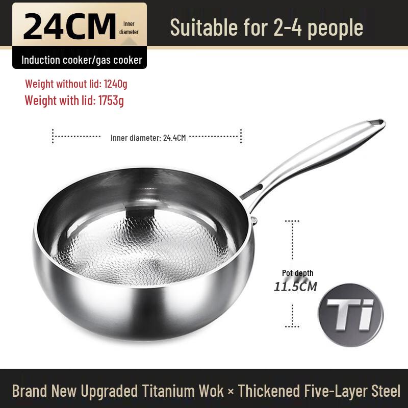 Zhuochuang Jingpin 24cm Hammered Titanium Wok