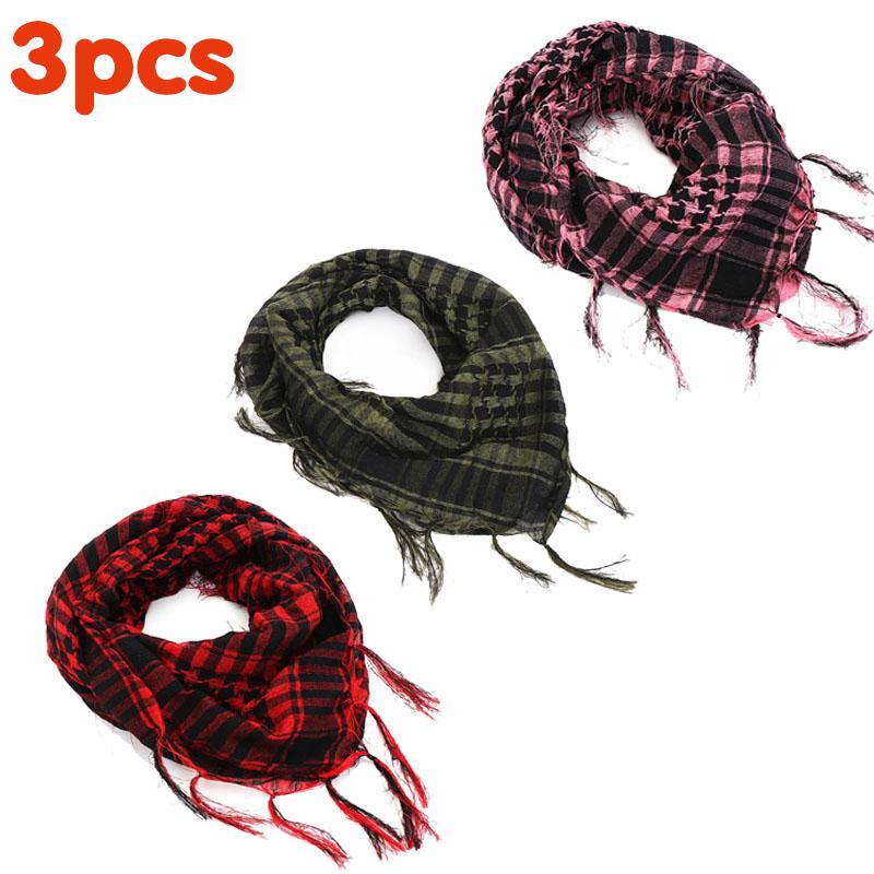 134Pcs Unisex Lightweight Plaid Fringed Arabian Desert Scarf Soft Tactical Scarf Men Ladies Turban Shawl Airsoft Pain