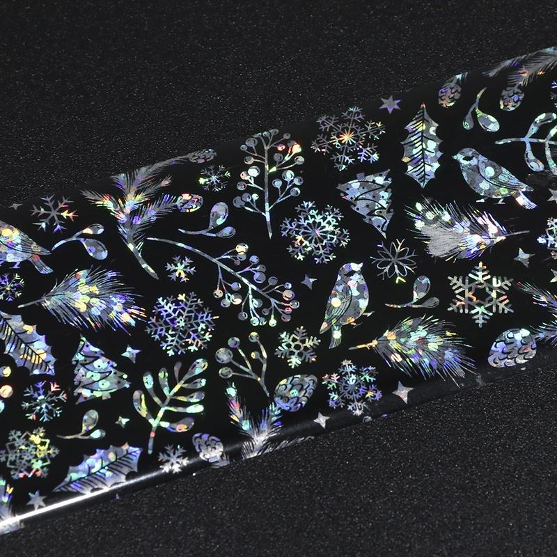 2Sets 16Sheets Fashion Nail Christmas Image Holographic Nail Foil Set Snow Flower Star DIY